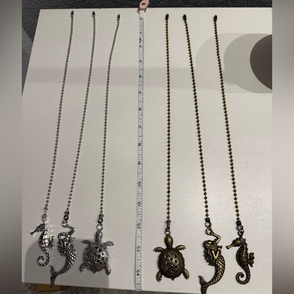 Silver and Brass Sea Creature Fan Pulls